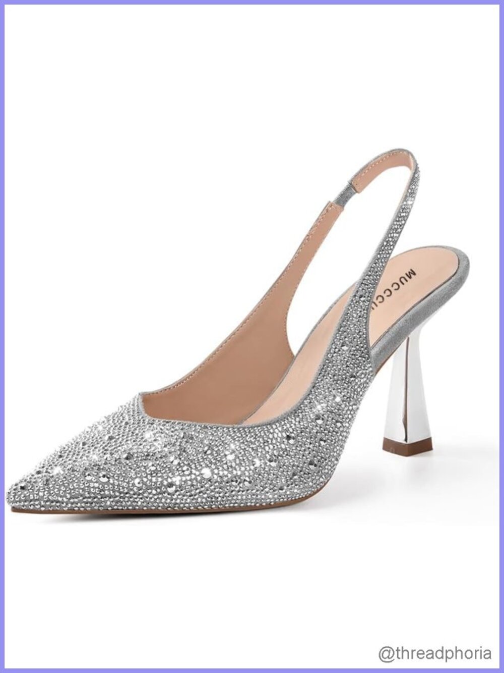 Kitten Heels Slingback Rhinestone Pointe Toe Pumps Suede Women's Wedding Shoes